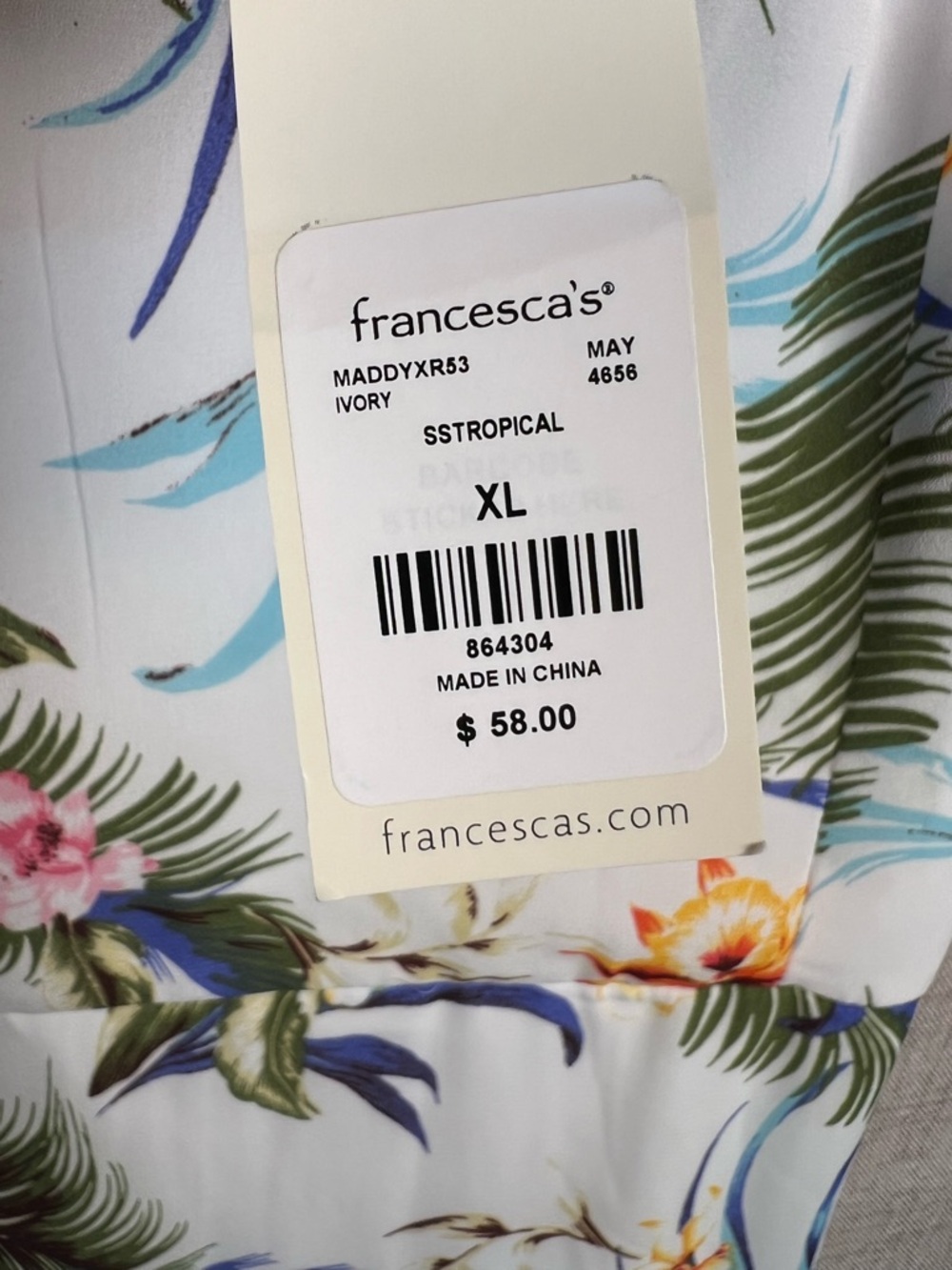 Tropical Dress Spaghetti Strap V Neck Francesca's Miami High Low NWT X Large - Picture 4 of 10